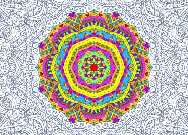 Soyut yarım boyalı anahat desen