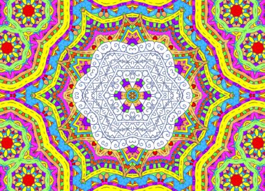 Soyut yarım boyalı anahat desen