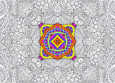 Soyut yarım boyalı anahat desen 