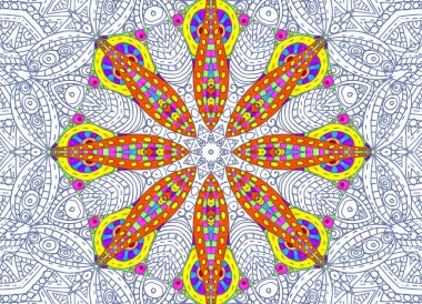 Soyut yarım boyalı anahat desen