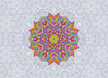 Soyut yarım boyalı anahat desen