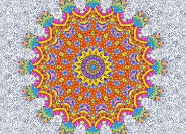 Soyut yarım boyalı anahat desen