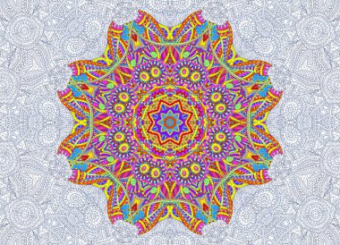 Soyut yarım boyalı anahat desen