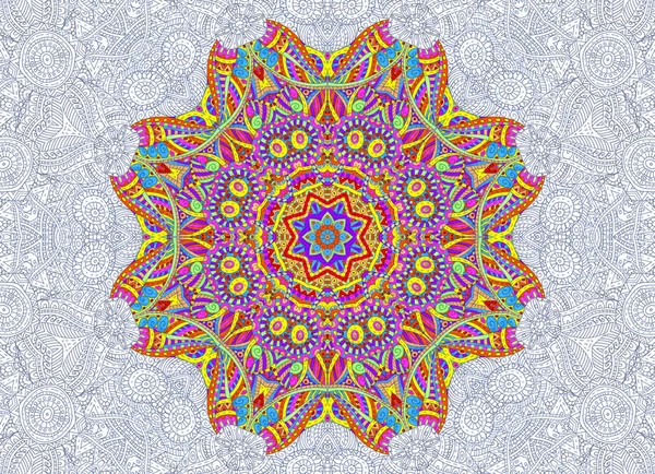 Soyut yarım boyalı anahat desen