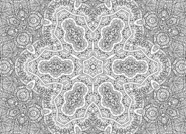 Soyut siyah beyaz konsantrik anahat desen