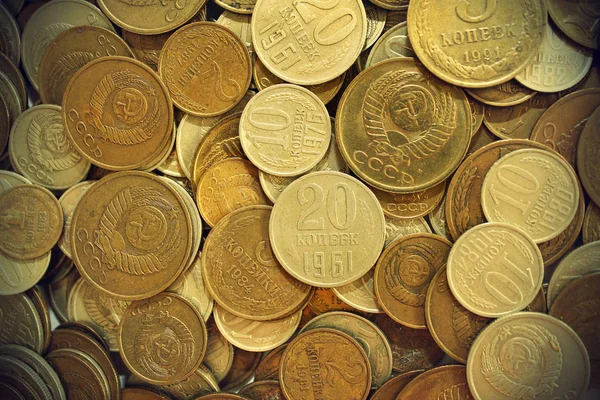 Unione Sovietica monete sfondo. Soldi metallici dell'URSS . — Foto Stock