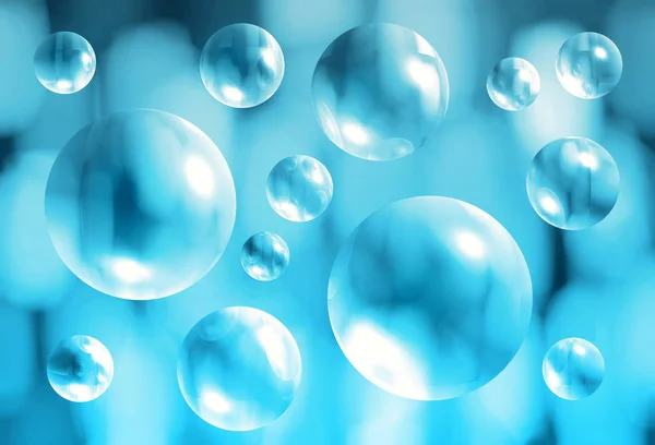 Abstracte blauwe achtergrond met transparante 3d bubbels — Stockfoto