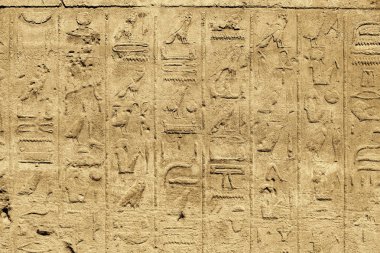 Taş duvara oyulmuş Eski Mısır hiyeroglifleri