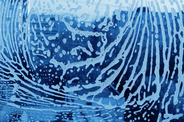 Soap foam pattern on glass — Stock Photo, Image