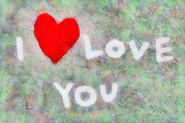 Inscriptie I Love You met abstract rood hart — Stockfoto