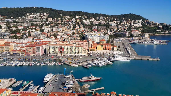 Beautiful view above Port of Nice on French Riviera, France — 스톡 사진