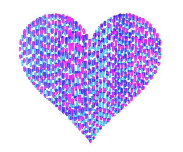 Abstract hand drawn bright colorful heart on white — ストック写真