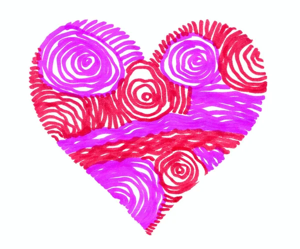 Abstract hand drawn bright heart on white — Stock Photo, Image