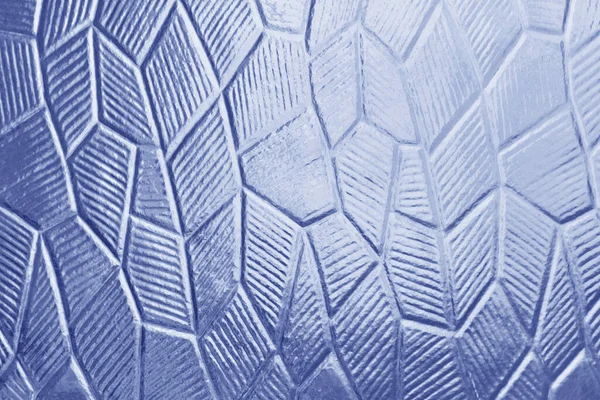 Glas Met Decoratief Abstract Patroon Blauwe Achtergrond — Stockfoto