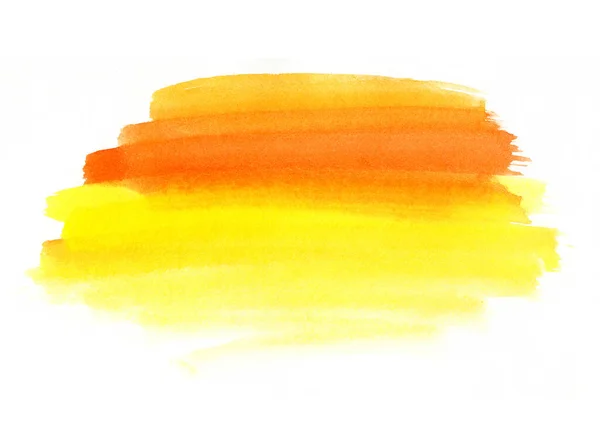 Ljus Färgglad Gul Och Orange Abstrakt Akvarell Form Vit Bakgrund — Stockfoto