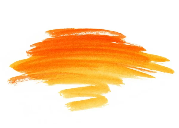 Forma Aquarela Abstrata Laranja Brilhante Fundo Branco — Fotografia de Stock