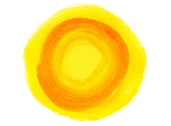 Amarelo Colorido Brilhante Laranja Redondo Forma Aquarela Abstrata Fundo Branco — Fotografia de Stock