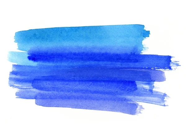 白色背景下明亮的蓝色抽象水彩画 — 图库照片
