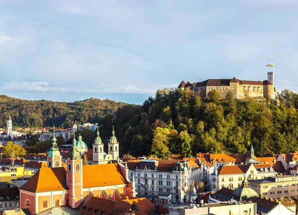 Letecký pohled na v Lublani — Stock fotografie