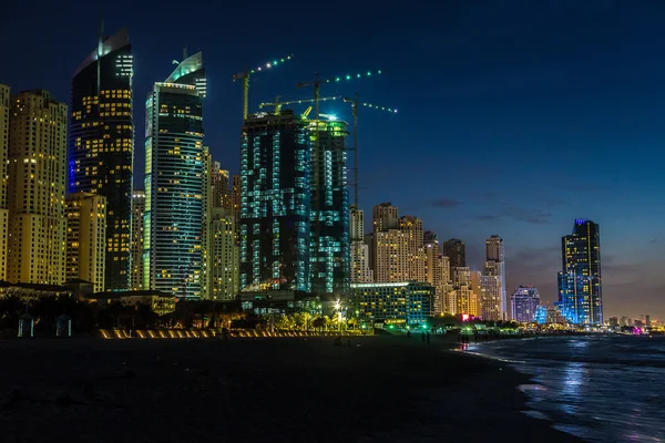 Dubai Marina nocą, ZEA — Zdjęcie stockowe
