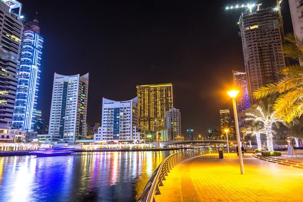 Dubai marina in a summer night — Stock Photo, Image