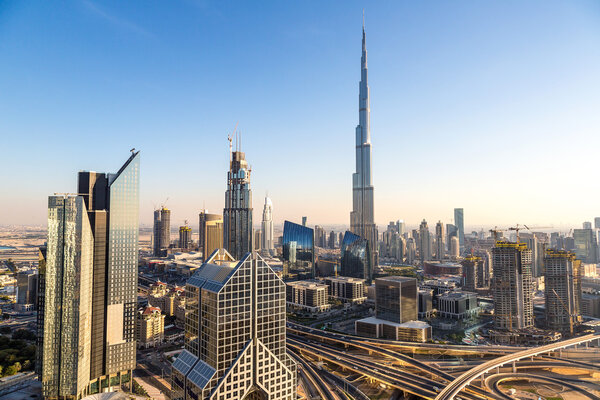 downtown Dubai in a summer day