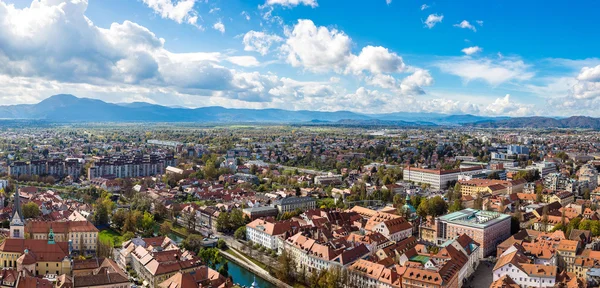 Letecký pohled na v Lublani — Stock fotografie