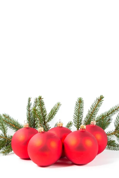 Christmas balls with fir tree — Stock Photo, Image