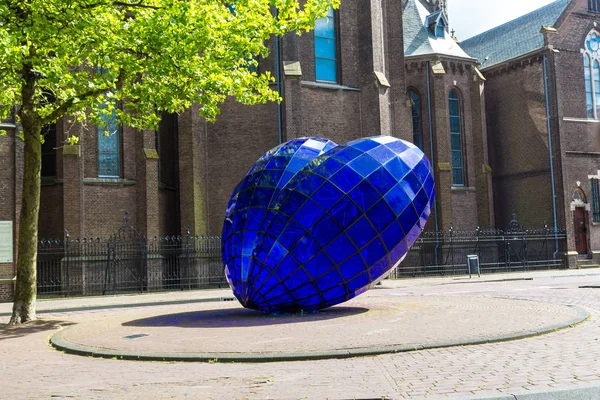 Escultura Coração Azul em Delft — Fotografia de Stock