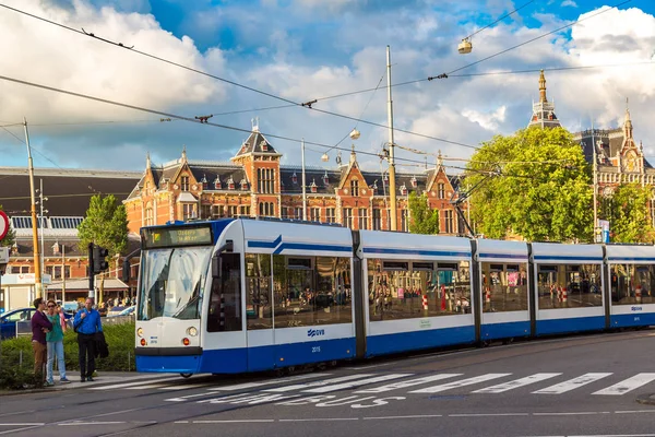 Město tramvaj v Amsterdamu — Stock fotografie