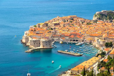 Aerial view of old city Dubrovnik clipart
