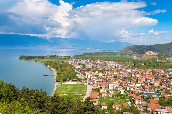 Ohrid Stadt und See — Stockfoto