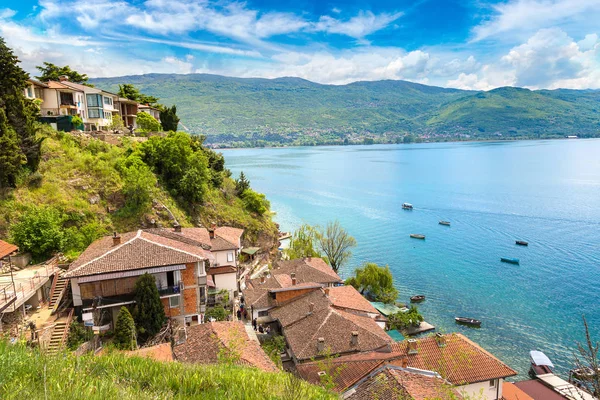 Ohrid város és tó-Ohrid, Makedónia — Stock Fotó