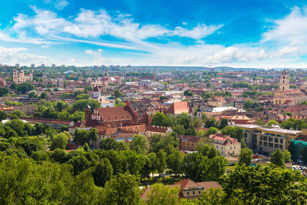 Vilnius cityscape with blue sky in beautiful summer day in Lithuania