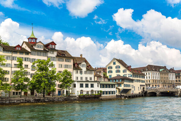 Historical part of Zurich in beautiful summer day, Switzerland