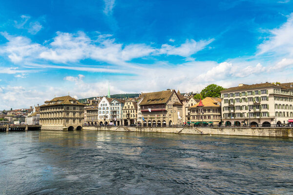 Historical part of Zurich in beautiful summer day, Switzerland