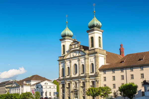 Lucerne and Jesuit church — Stock Photo, Image