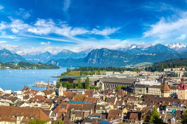 Lucerne panoramik havadan görünümü — Stok fotoğraf