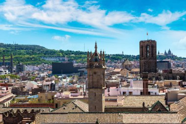 Barselona 'nın panoramik hava görüntüsü