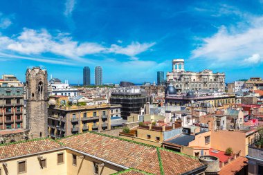 Barselona 'nın panoramik hava görüntüsü