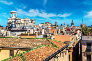 Barselona 'nın panoramik hava görüntüsü
