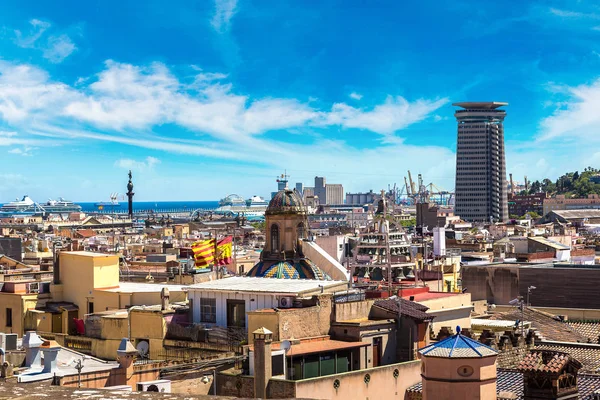Panoramatický letecký pohled na Barcelonu — Stock fotografie
