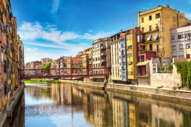 Colorful houses in Girona clipart