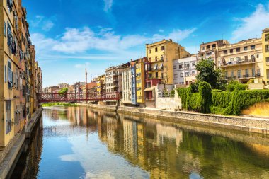 Colorful houses in Girona clipart