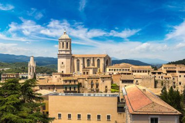 Panoramic view of Girona clipart