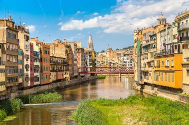 Colorful houses in Girona clipart