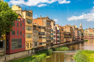 Colorful houses in Girona clipart