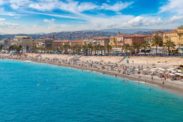 Panoramisch uitzicht op strand in Nice — Stockfoto
