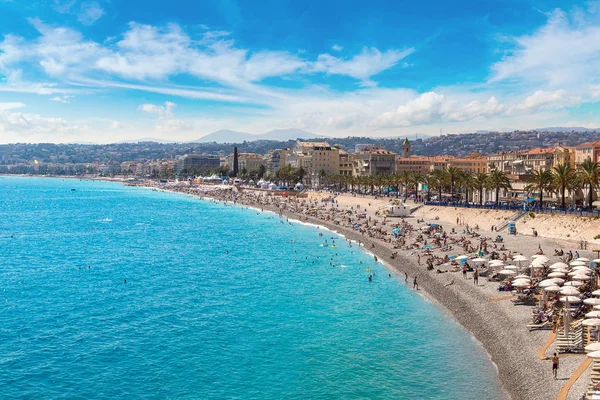 Panoramautsikt over stranden i Nice – stockfoto