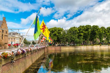 Lake Hofvijver Lahey'deki bayraklı
